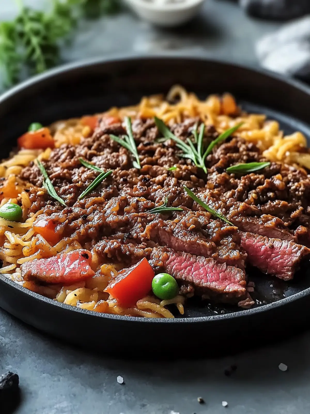 Klassisches Rinderhackfleisch und Reis