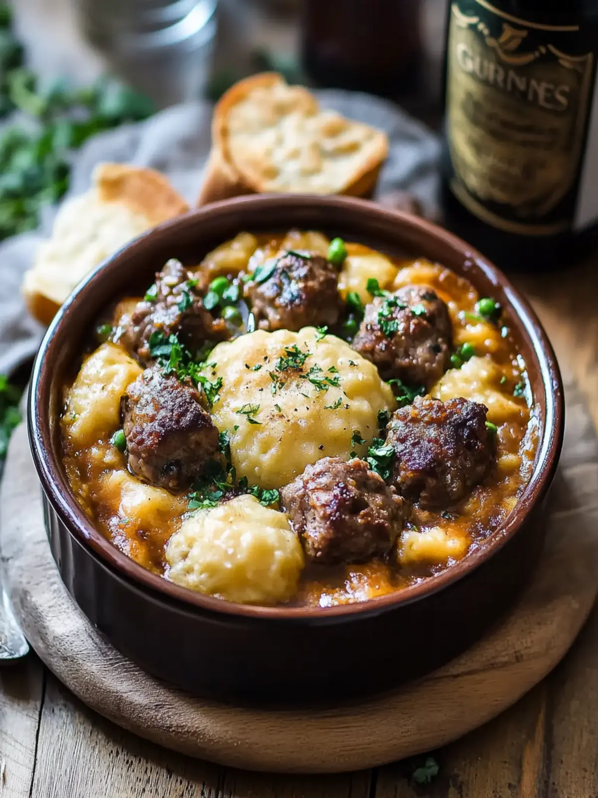 Herzhafter Guinness-Rindfleischeintopf mit Cheddar-Kräuterdumplings Genuss für kalte Tage 3 Herzhafter Guinness-Rindfleischeintopf mit Cheddar-Kräuterdumplings Genuss