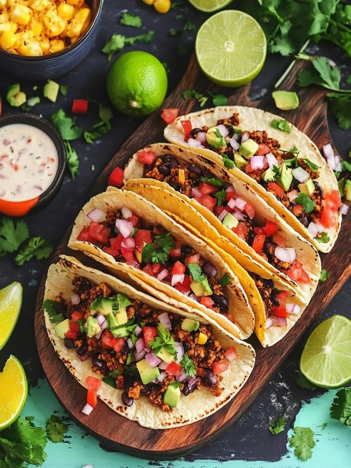 Satte Vegan Tacos mit cremiger Tahini-Sauce für jeden Abend 3 Vegan Tacos