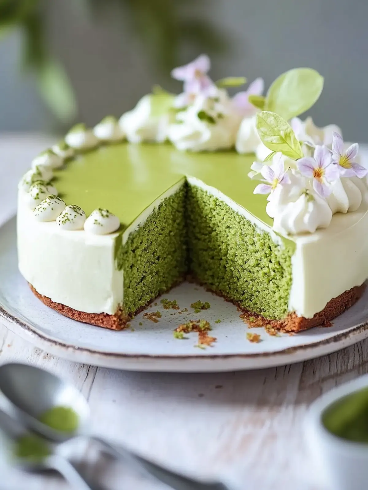 Cremiger Matcha-Käsekuchen mit weißer Schokolade genießen 5 Matcha-Käsekuchen mit weißer Schokolade