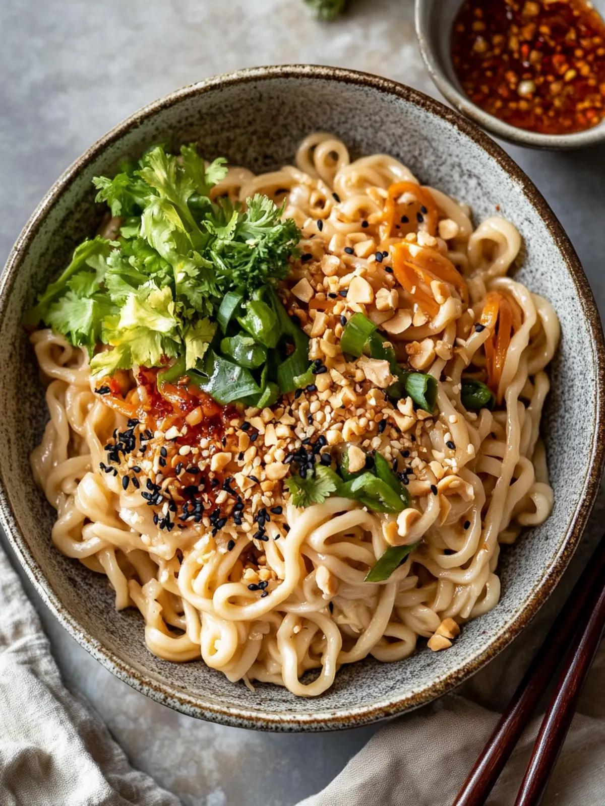 Schnelle asiatische Nudeln mit Erdnusssauce