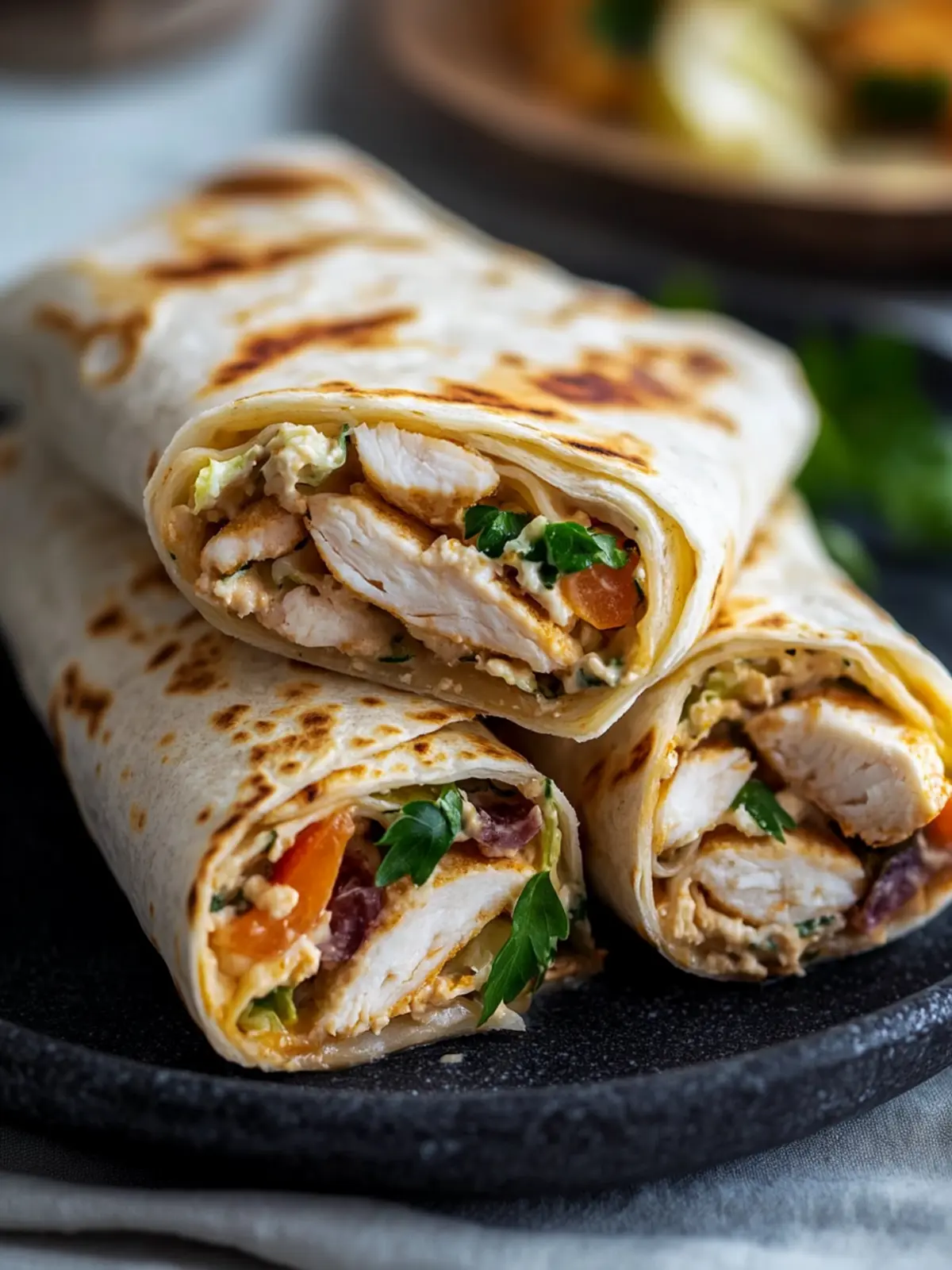 Niedrig-Kohlenhydrat-Käseknoblauch-Hühnchen-Wraps für Genuss pur 2 Niedrig-Kohlenhydrat-Käseknoblauch-Hühnchen-Wraps