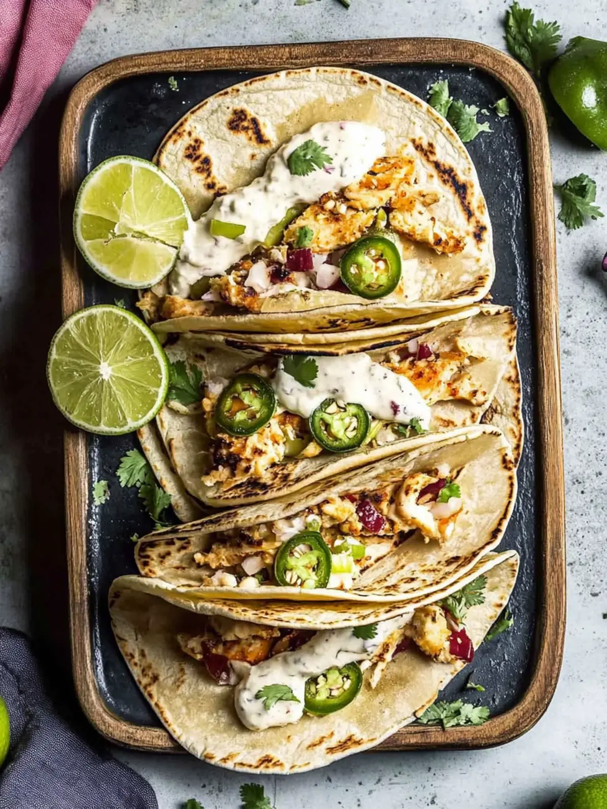 Knusprige schwarze Bohnen-Tacos mit Jalapeño-Koriander-Aioli
