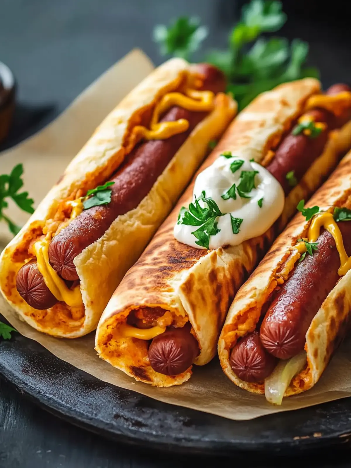 Gebackene Hot Dogs in Tortilla Teig – Der perfekte Snack! 2 Gebackene Hot Dogs in Tortilla Teig