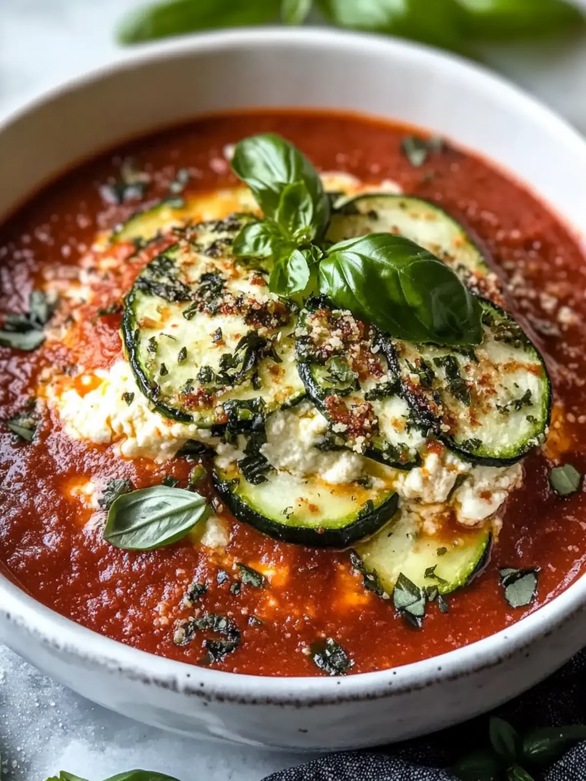 Geschichtete Zucchini-Ricotta-Schmelze mit Marinara für Genießer 3 Geschichtete Zucchini-Ricotta-Schmelze mit Marinara