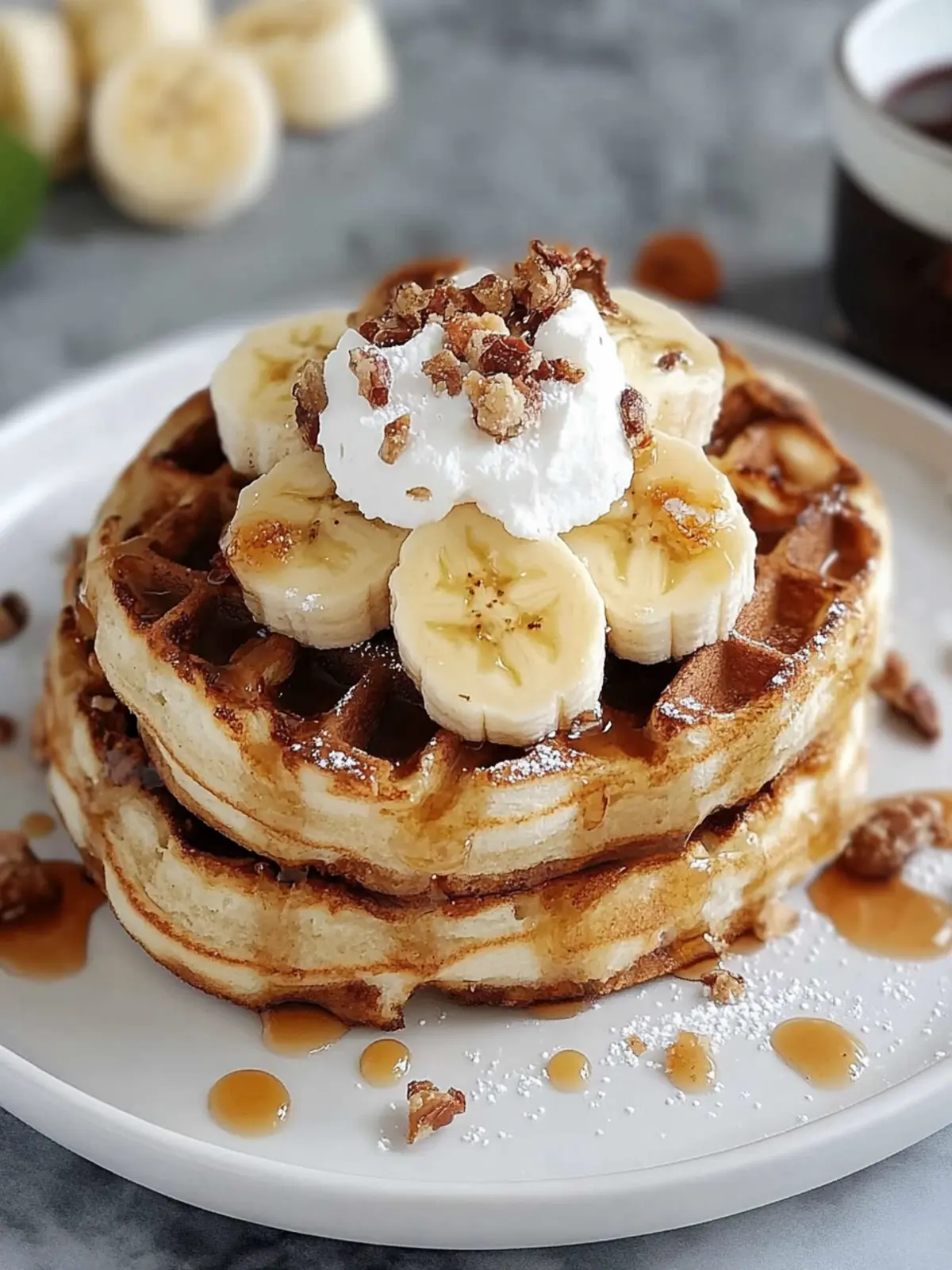 Karamellisierte Kokosnuss-Bananenbrot-Waffeln für Genießer 3 Karamellisierte Kokosnuss-Bananenbrot-Waffeln French Toast Rezept