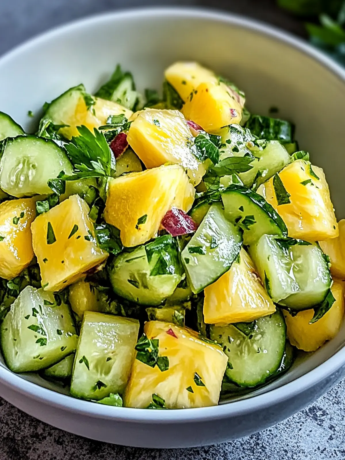 Erfrischender Ananas-Gurken-Salat für heiße Sommertage 2 Erfrischender Ananas-Gurken-Salat