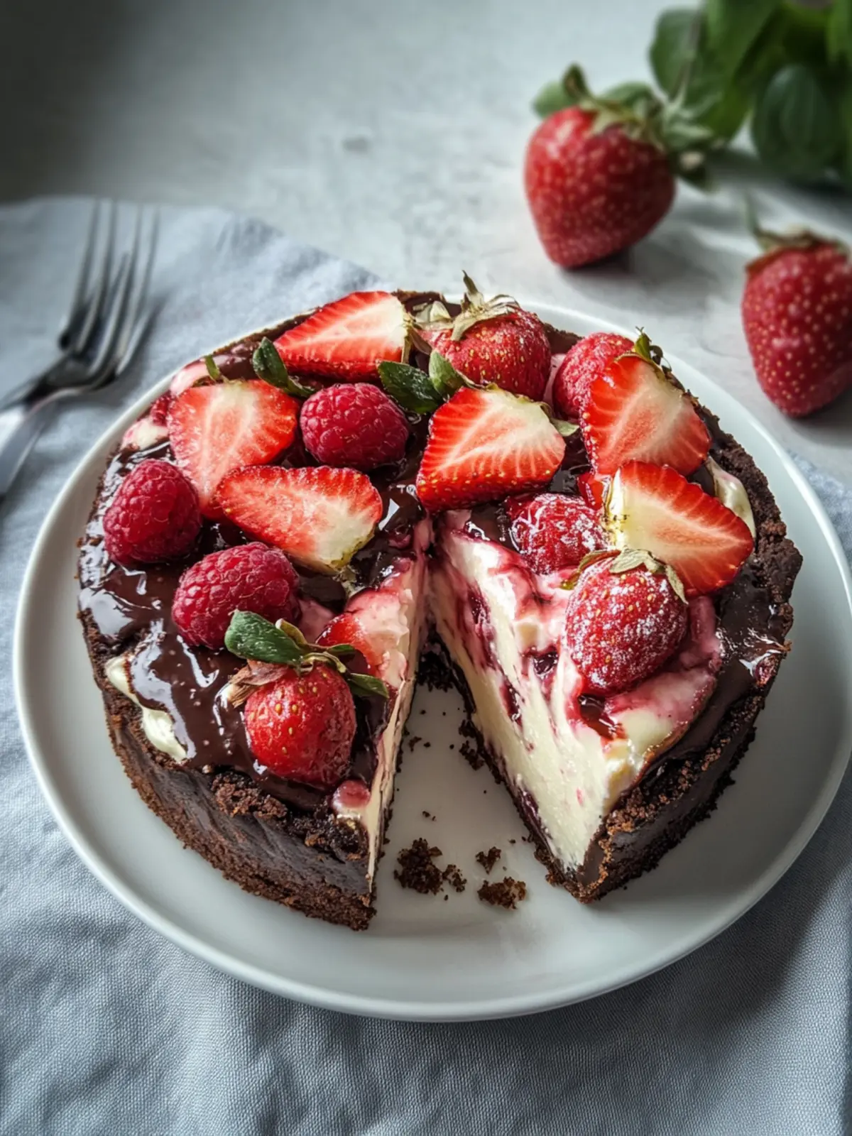 Schokoladen-Erdbeer-Swirl-Käsekuchen: Himmlischer Genuss für Zuhause 5 Schokoladen-Erdbeer-Swirl-Käsekuchen