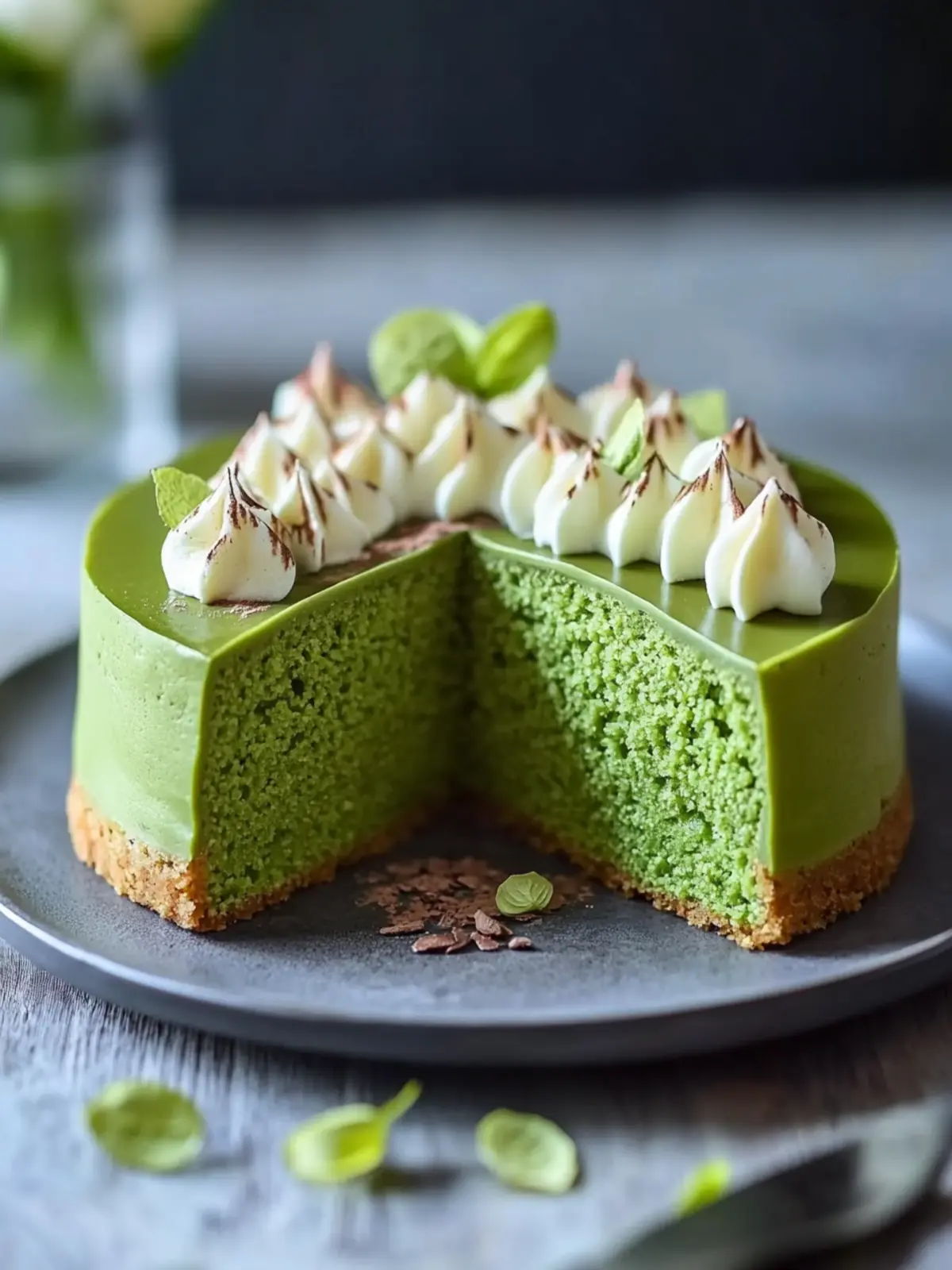 Cremiger Matcha-Käsekuchen mit weißer Schokolade genießen 2 Matcha-Käsekuchen mit weißer Schokolade