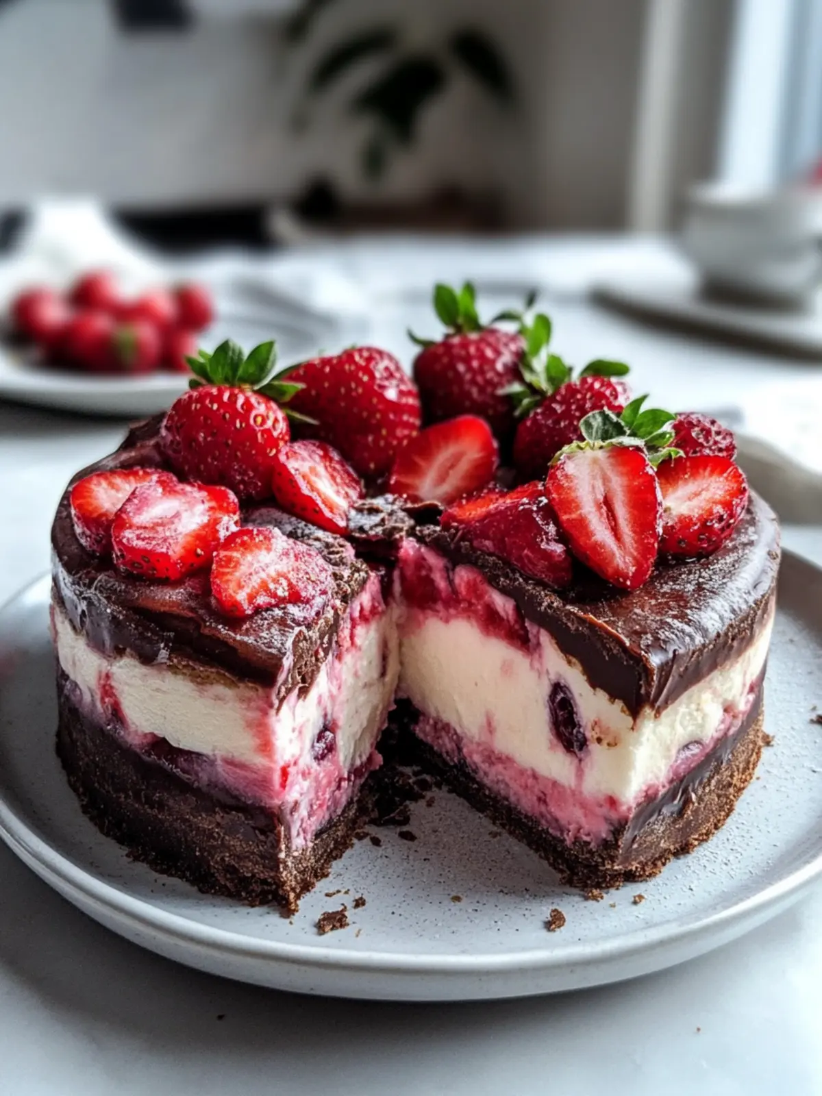 Schokoladen-Erdbeer-Swirl-Käsekuchen: Himmlischer Genuss für Zuhause 4 Schokoladen-Erdbeer-Swirl-Käsekuchen