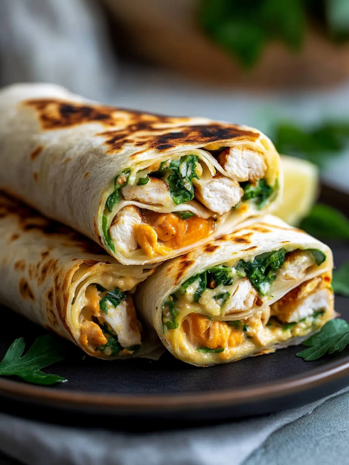 Niedrig-Kohlenhydrat-Käseknoblauch-Hühnchen-Wraps für Genuss pur 3 Niedrig-Kohlenhydrat-Käseknoblauch-Hühnchen-Wraps