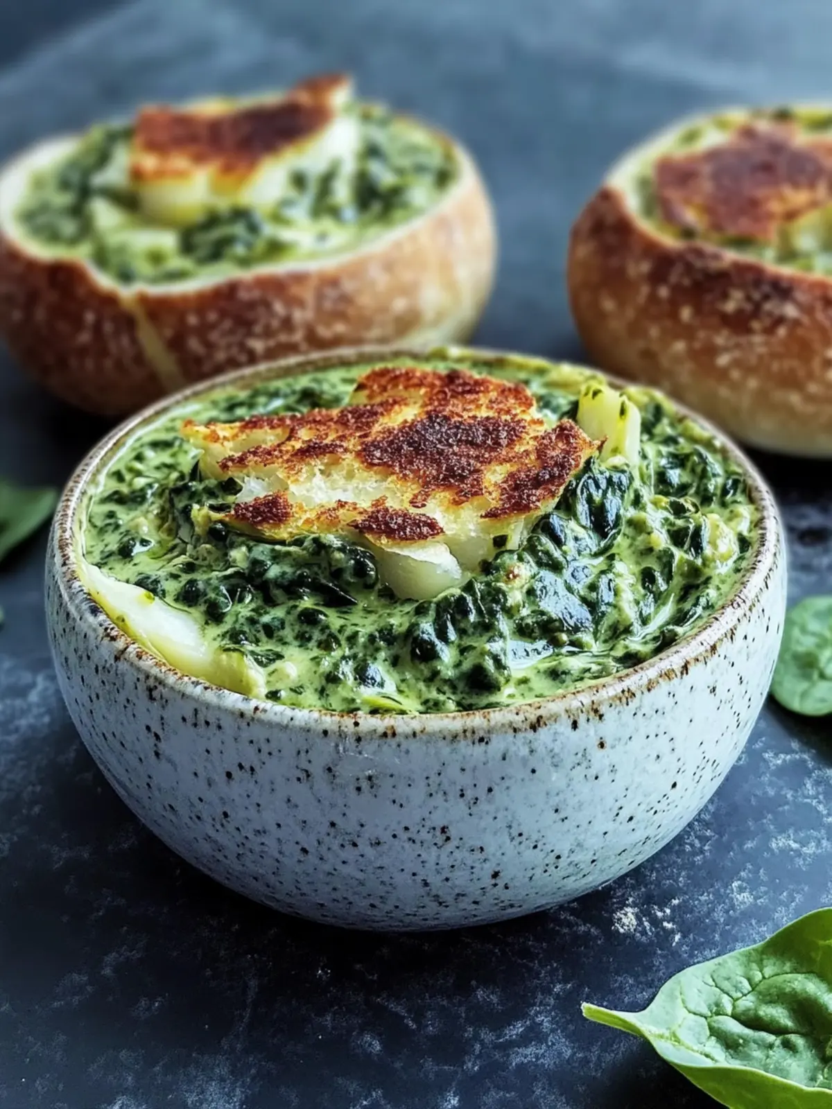 Cremiger Spinat-Artischocken-Dip Rezept im knusprigen Brot 5 Cremiger Spinat-Artischocken-Dip Rezept