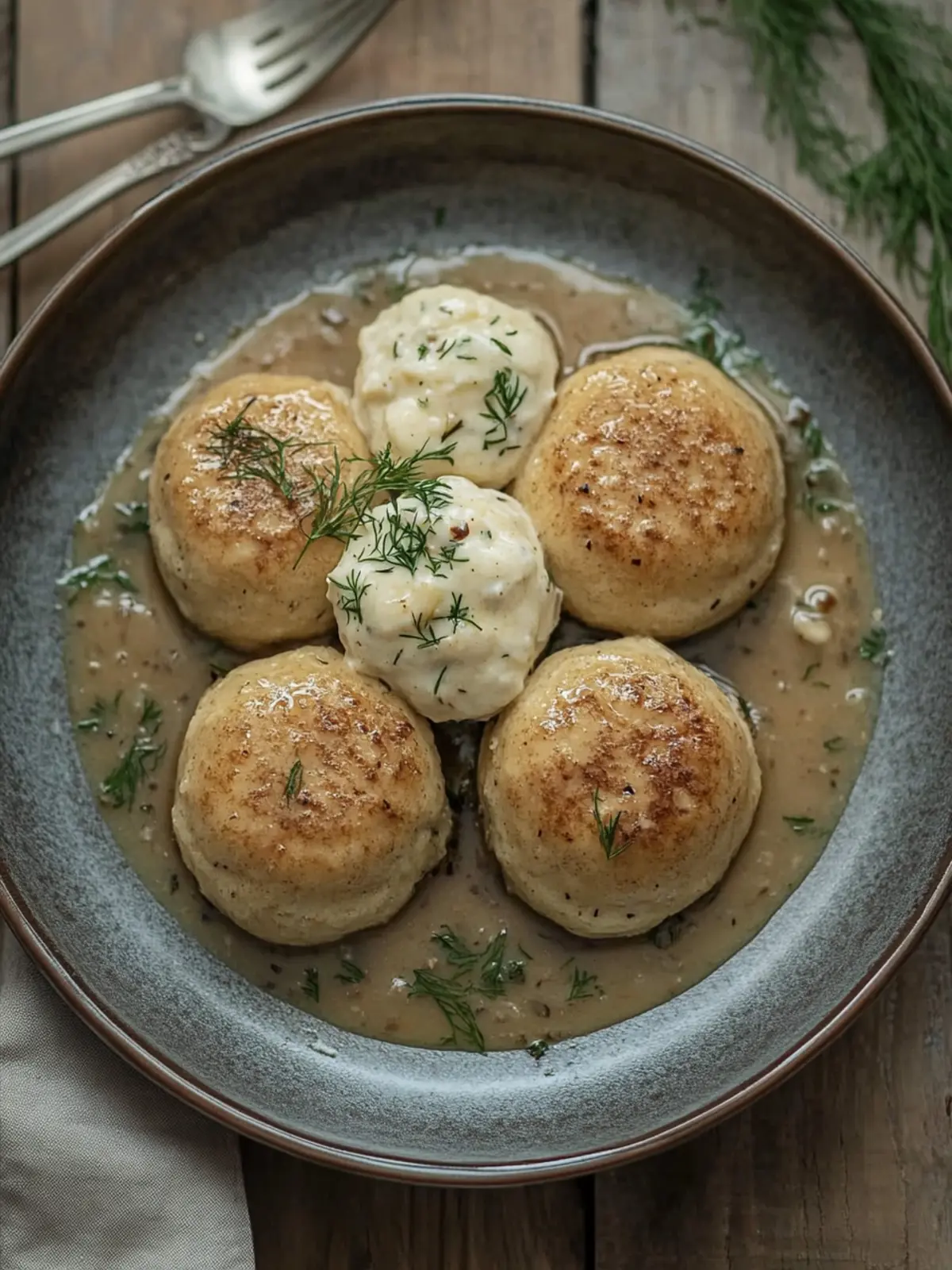 Brotknödel mit Wildpilzcreme