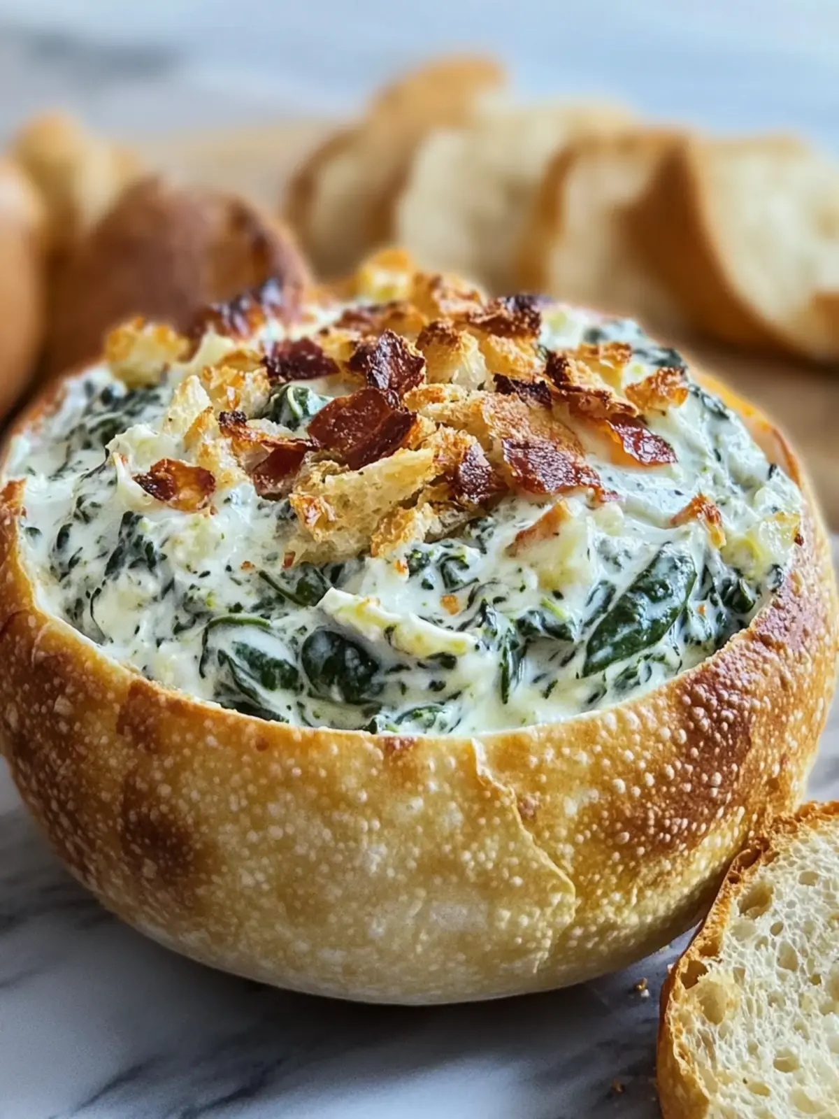 Cremiger Spinat-Artischocken-Dip Rezept im knusprigen Brot 2 Cremiger Spinat-Artischocken-Dip Rezept