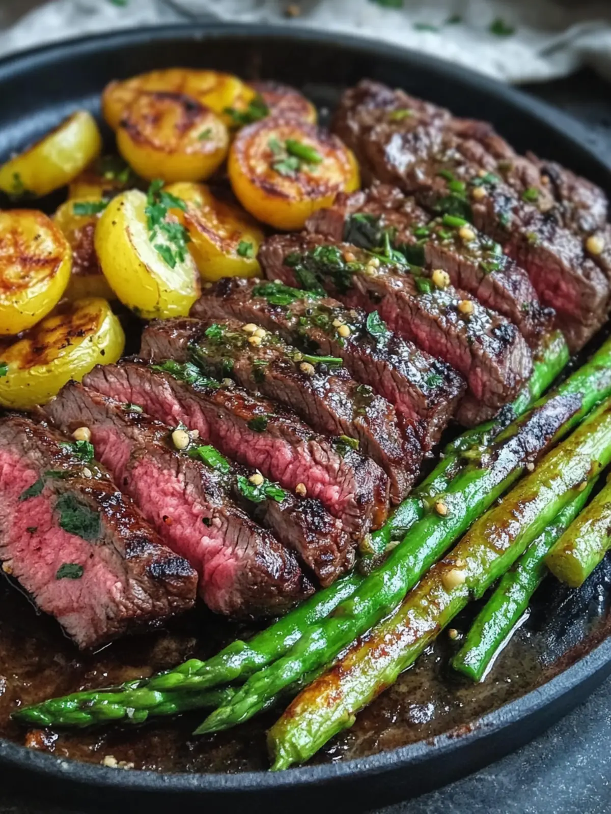 Einfaches Blechpfannen-Steak und Spargel Rezept mit Zitronenbutter 2 Einfaches Blechpfannen-Steak und Spargel Rezept