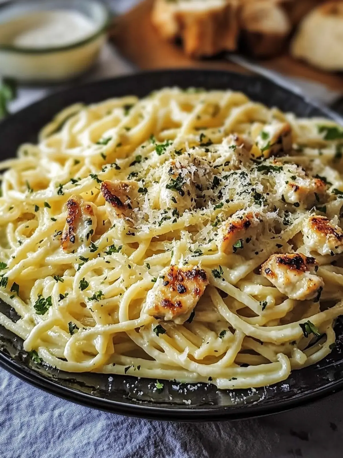 Knoblauchbutterhähnchen und samtige Parmesan-Linguine für Genießer 4 Knoblauchbutterhähnchen und samtige Parmesan-Linguine