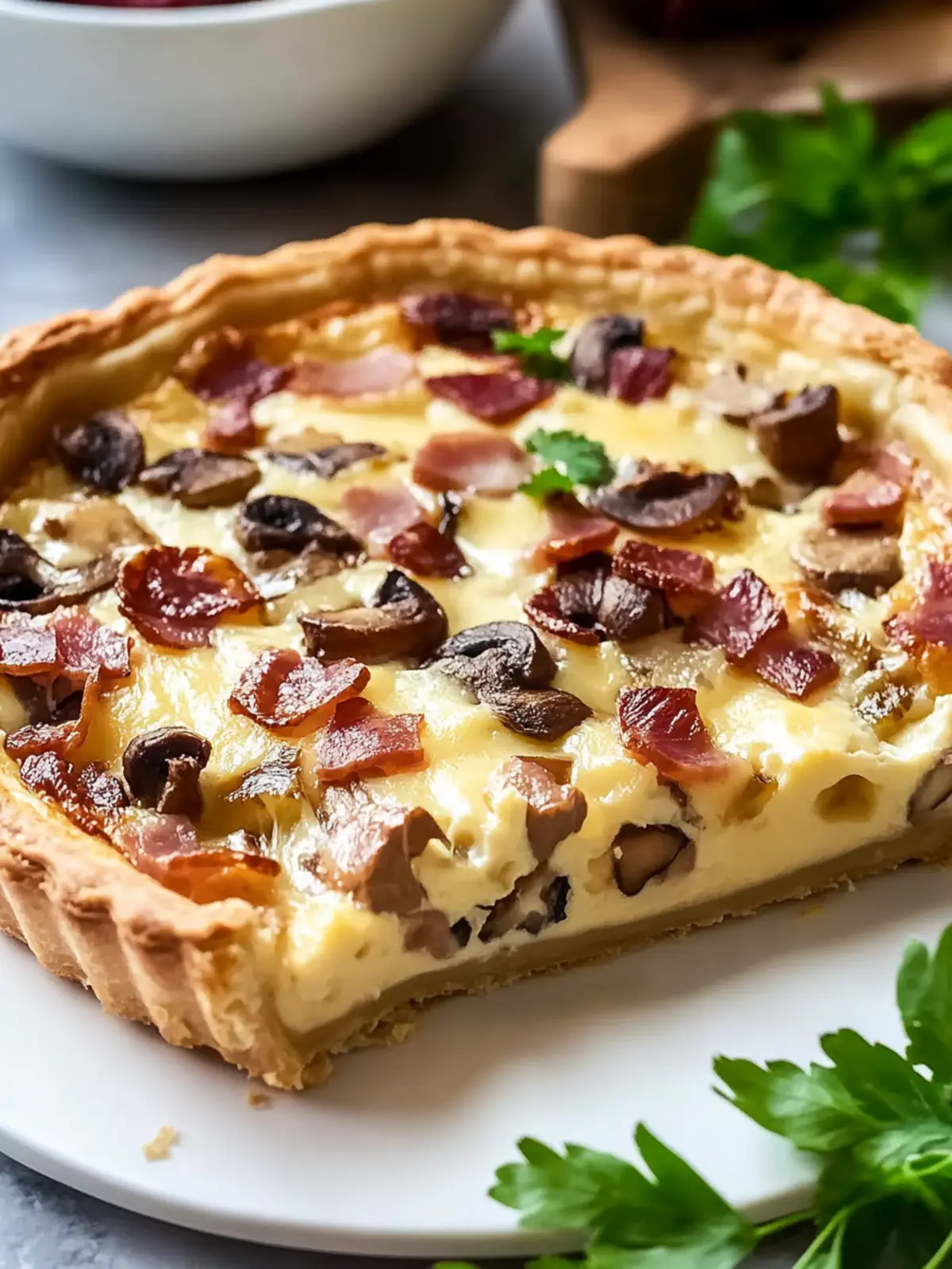 Bacon und Pilz Quiche mit geräuchertem Gouda für den perfekten Brunch 3 Bacon und Pilz Quiche mit geräuchertem Gouda