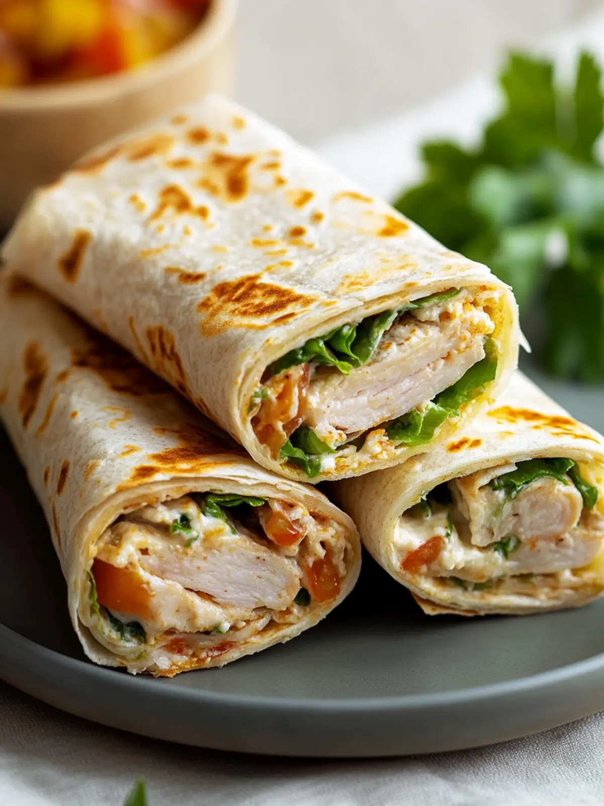 Niedrig-Kohlenhydrat-Käseknoblauch-Hühnchen-Wraps für Genuss pur 4 Niedrig-Kohlenhydrat-Käseknoblauch-Hühnchen-Wraps