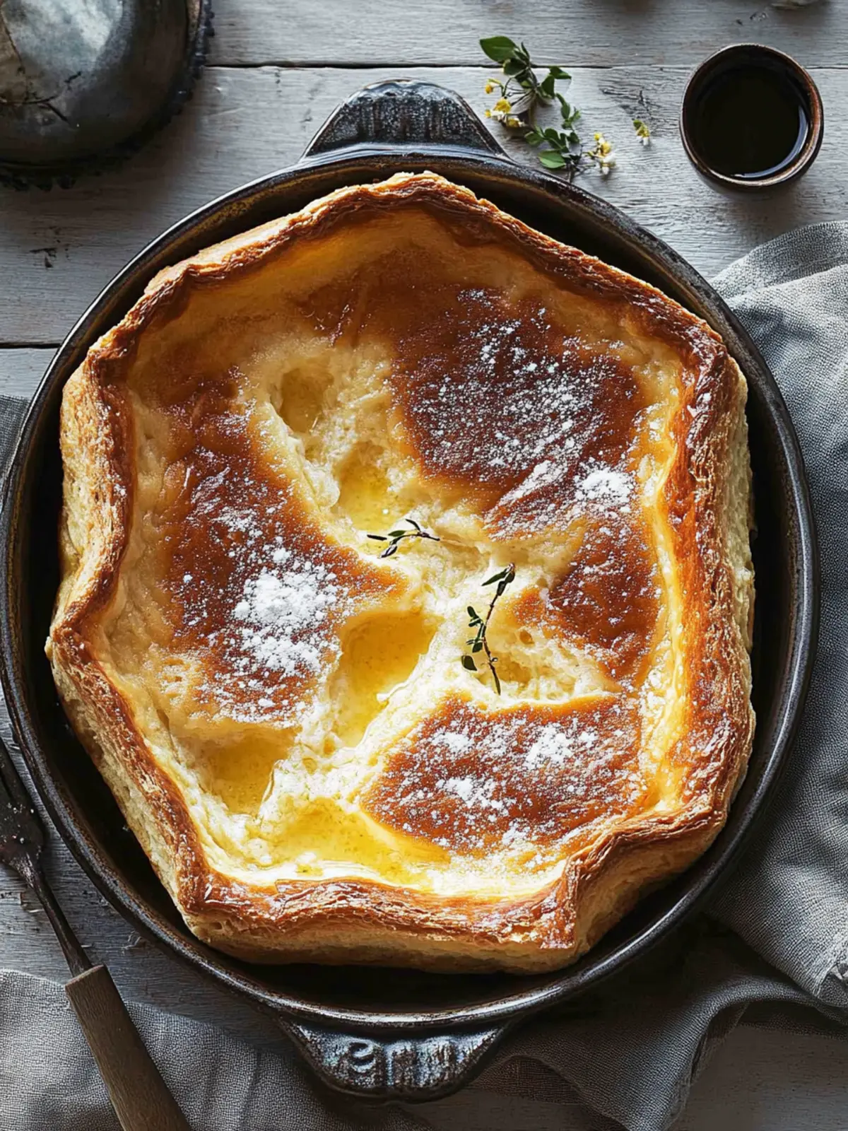 Fluffiger gebratener deutscher Pfannkuchen mit frischen Früchten 5 Gebratener deutscher Pfannkuchen