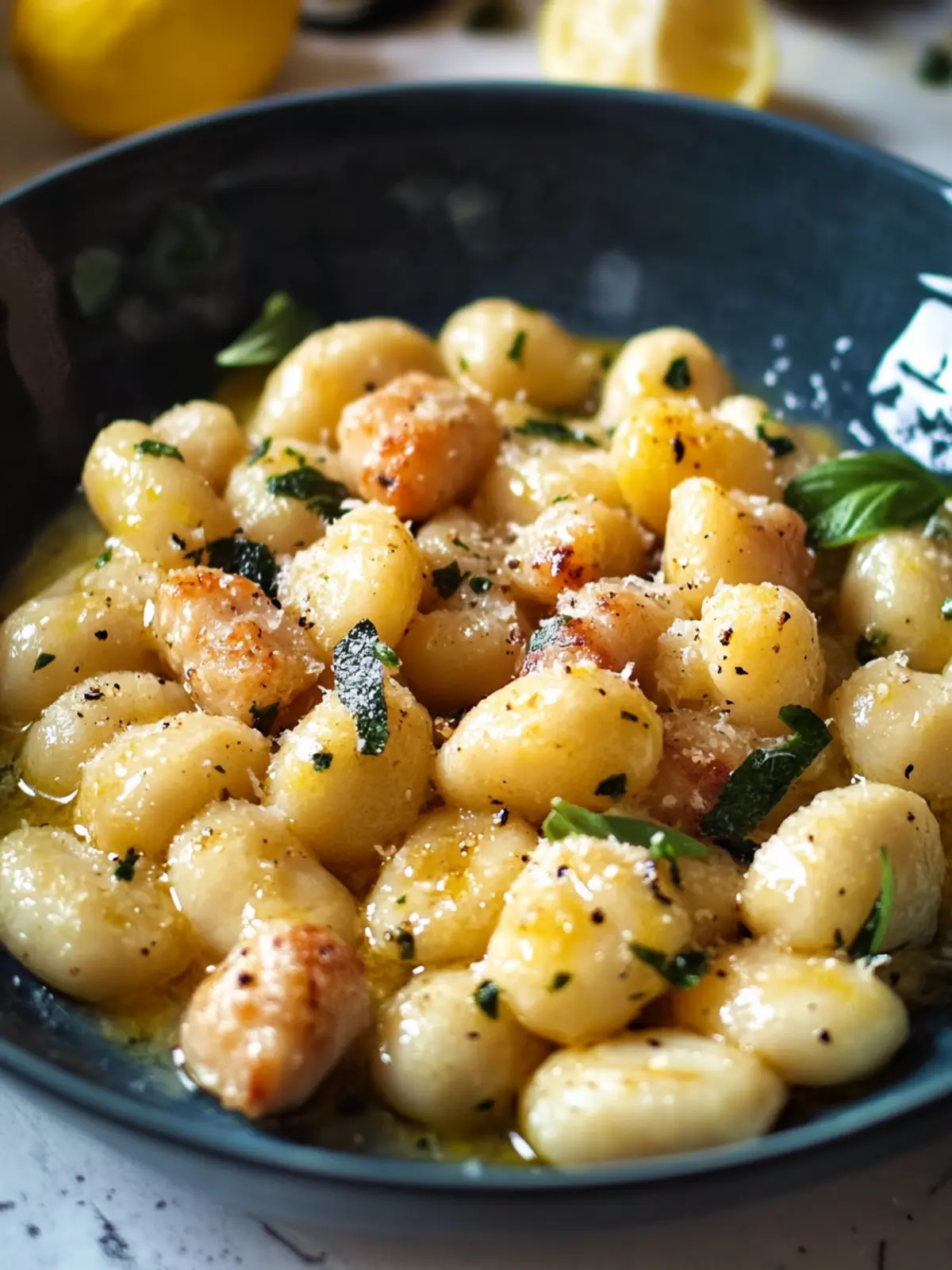 Ein-Pfannen Zitronen Hähnchen Gnocchi für eine schnelle Freude 3 Ein-Pfannen Zitronen Hähnchen Gnocchi
