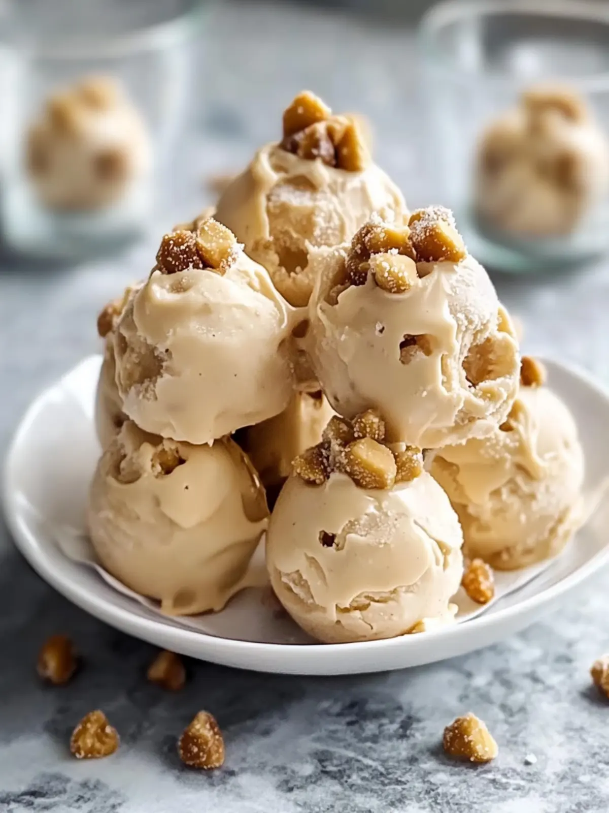 Gefrorene griechische Joghurt-Erdnussbutterbissen für guilt-free Snacks 3 Gefrorene griechische Joghurt-Erdnussbutterbissen