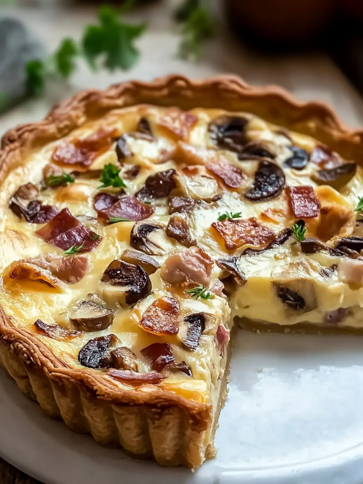 Bacon und Pilz Quiche mit geräuchertem Gouda für den perfekten Brunch 4 Bacon und Pilz Quiche mit geräuchertem Gouda