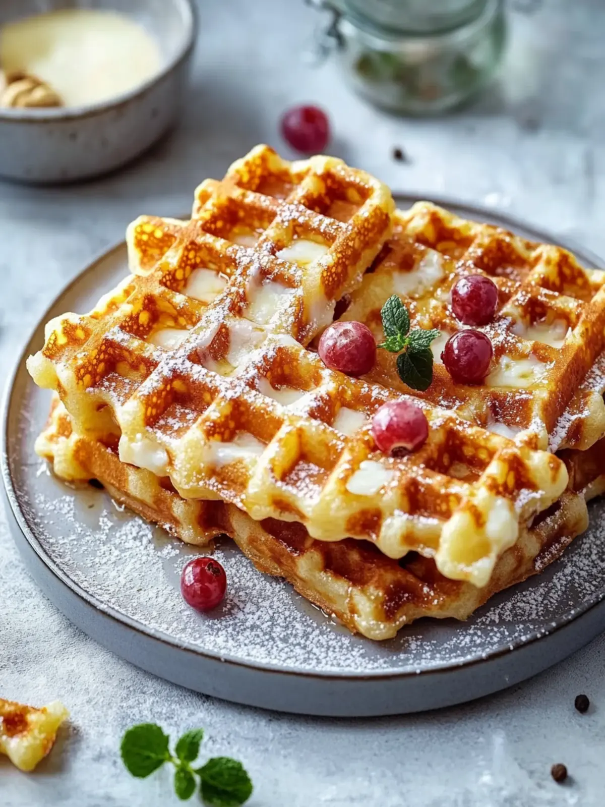 Knusprige Schinken- und Käse-Chaffles für deinen Low-Carb Genuss 4 Knusprige Schinken- und Käse-Chaffles