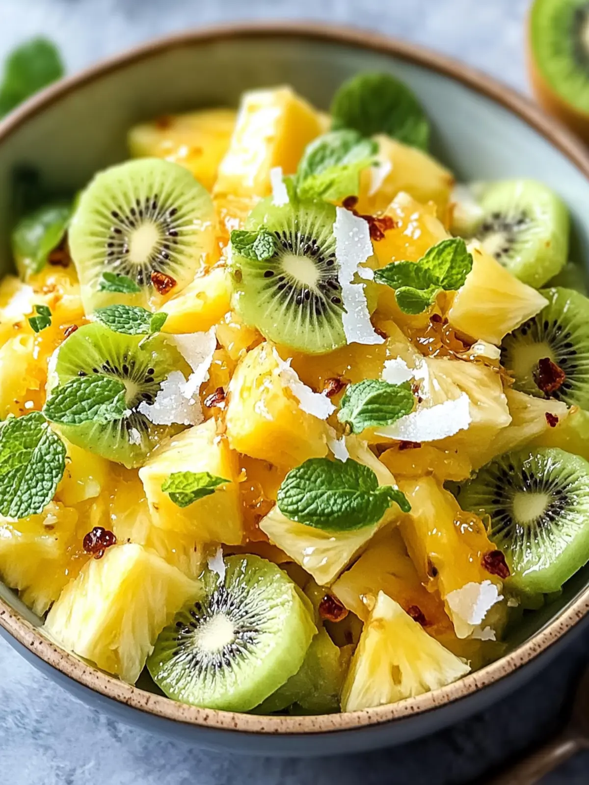 Frischer Ananas- und Kiwi-Salat mit Honig-Limetten-Dressing genießen 5 Frischer Ananas- und Kiwi-Salat mit Honig- und Limetten-Dressing