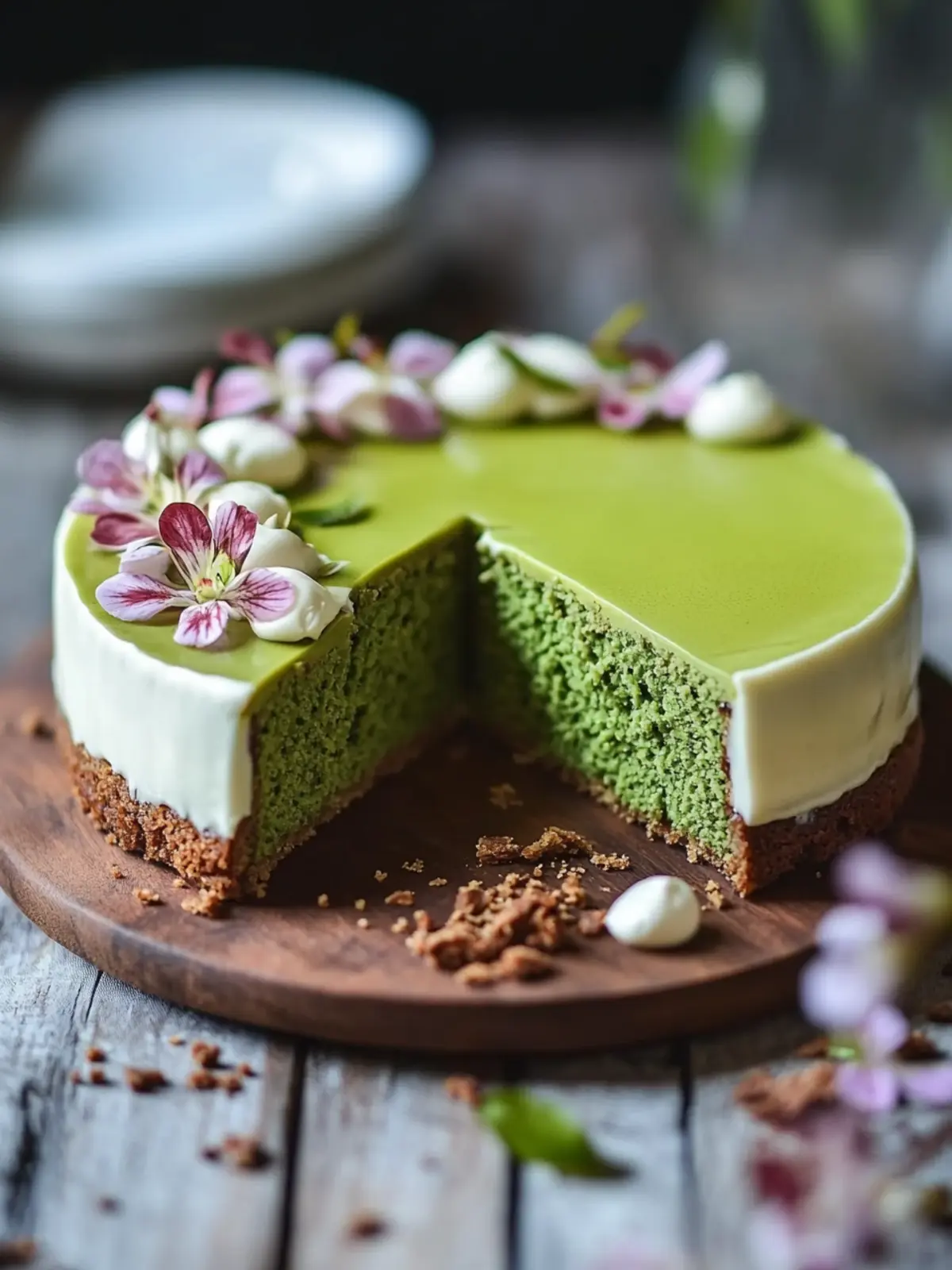 Cremiger Matcha-Käsekuchen mit weißer Schokolade genießen 3 Matcha-Käsekuchen mit weißer Schokolade