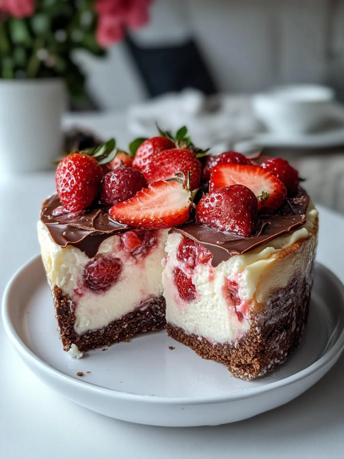 Schokoladen-Erdbeer-Swirl-Käsekuchen: Himmlischer Genuss für Zuhause 2 Schokoladen-Erdbeer-Swirl-Käsekuchen