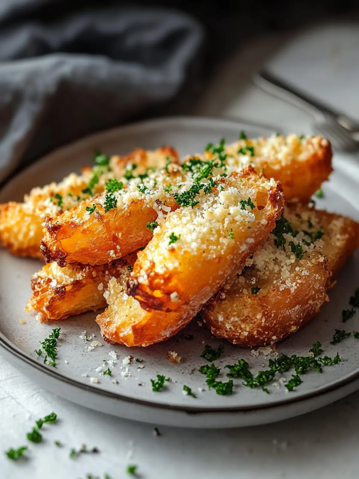 Knusprige Knoblauch-Parmesan-Möhrenstäbchen für einen Snack-Kick 3 Knusprige Knoblauch-Parmesan-Möhrenstäbchen