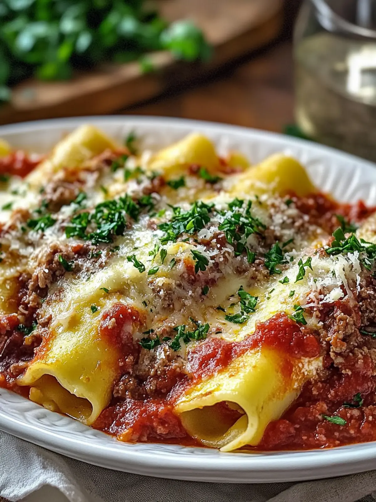 Gefüllte Manicotti mit Fleischsauce für ein gemütliches Dinner 3 Gefüllte Manicotti mit Fleischsauce