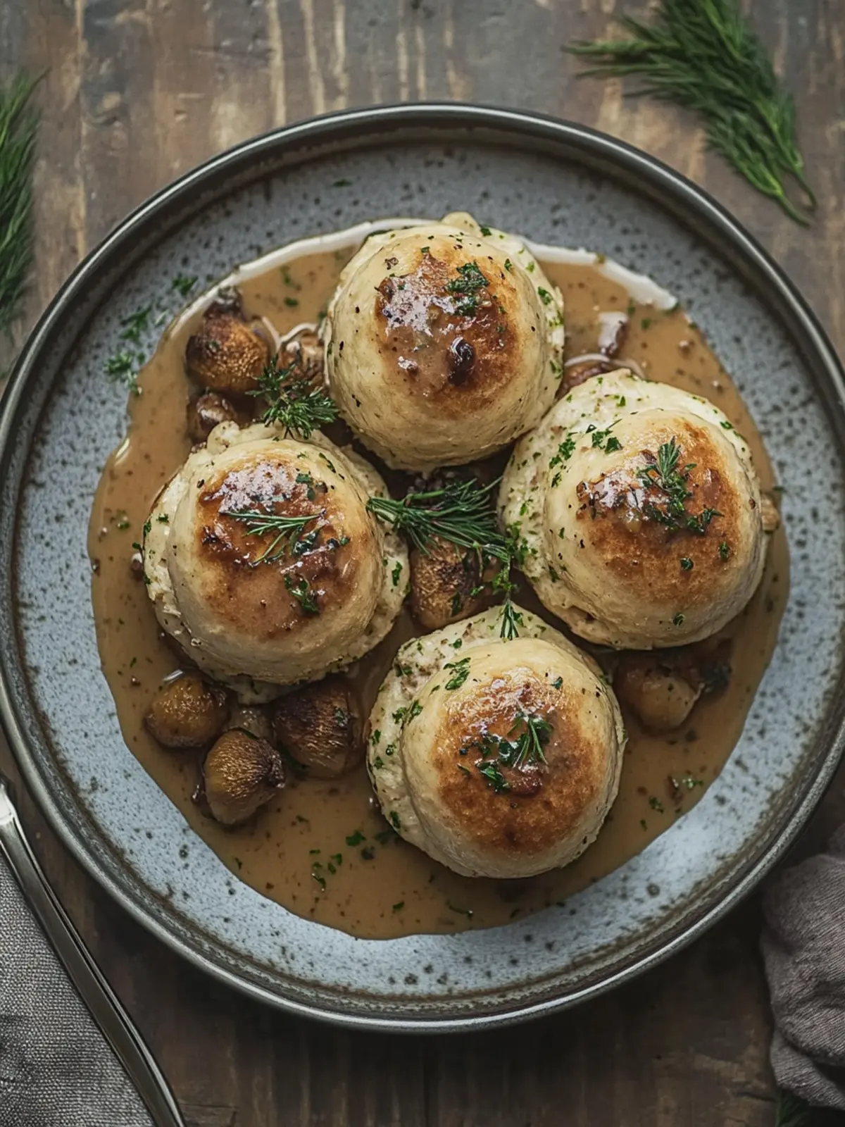Brotknödel mit Wildpilzcreme – Ein herzhaftes Soulfood-Rezept 2 Brotknödel mit Wildpilzcreme