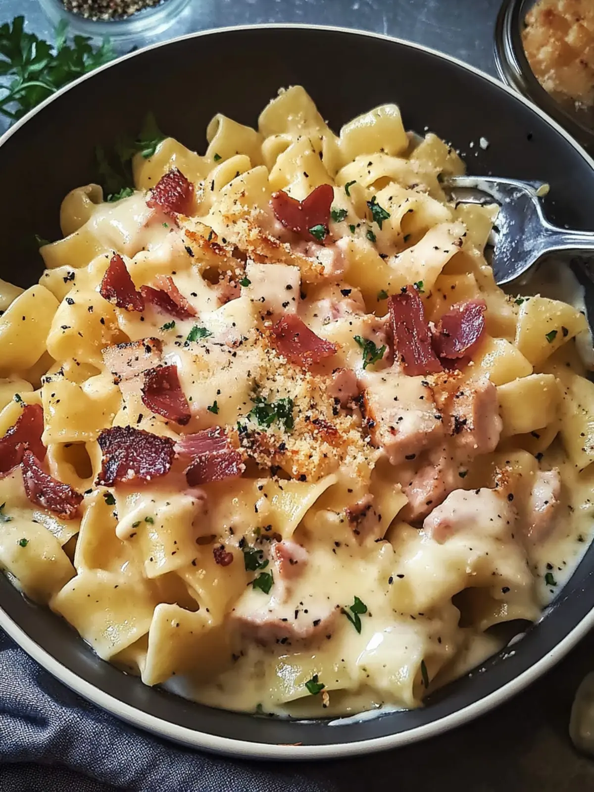 Hühnchen Speck Ranch Pasta: Cremig, schnell und unwiderstehlich 4 Hühnchen Speck Ranch Pasta
