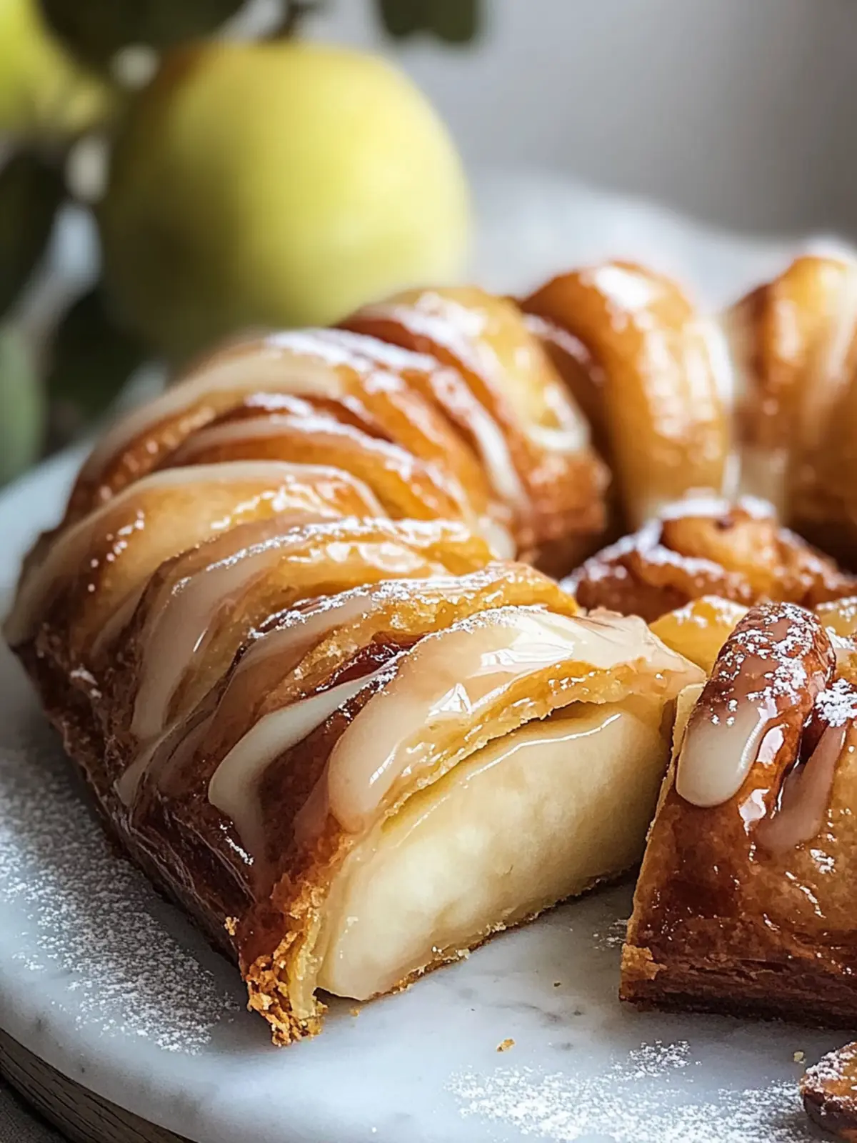 Köstlicher Apfel-Kringle mit Vanilleglasur für Genießer 4 Apfel-Kringle mit Vanilleglasur