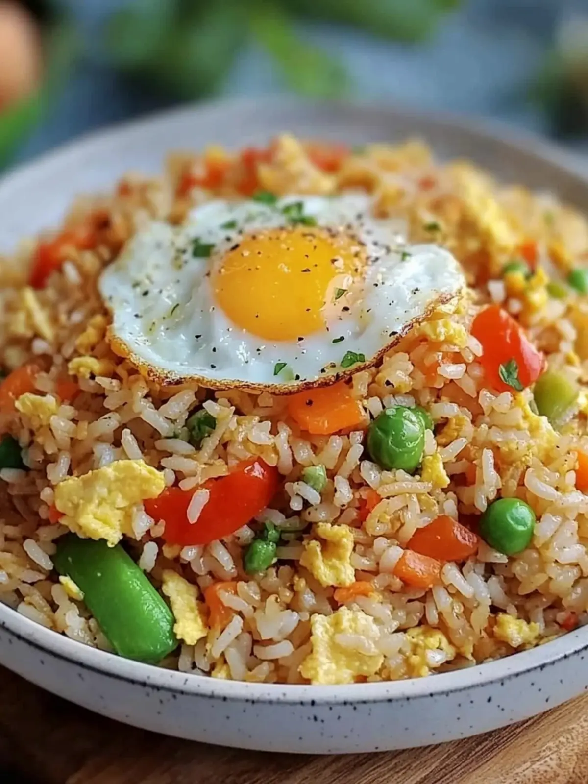 Schneller gebratener Reis mit Ei und Gemüse für jeden Tag 2 Fried rice with egg and vegetables