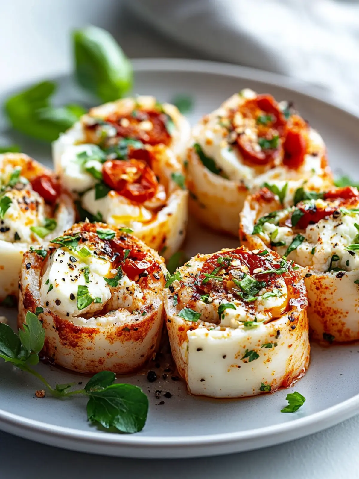 Würzige Feta-Rollen mit Chiliflocken für fröhliche Abende 4 Würzige Feta-Rollen mit Chiliflocken