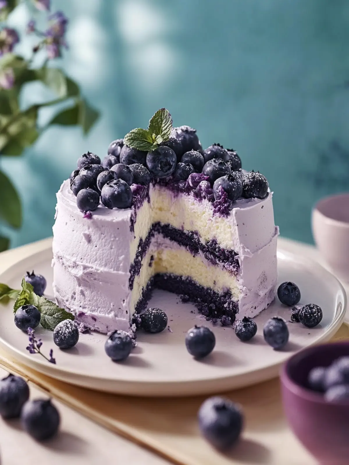 Saftiger Blaubeer Chiffon Kuchen mit cremiger Füllung 5 Blaubeer Chiffon Kuchen