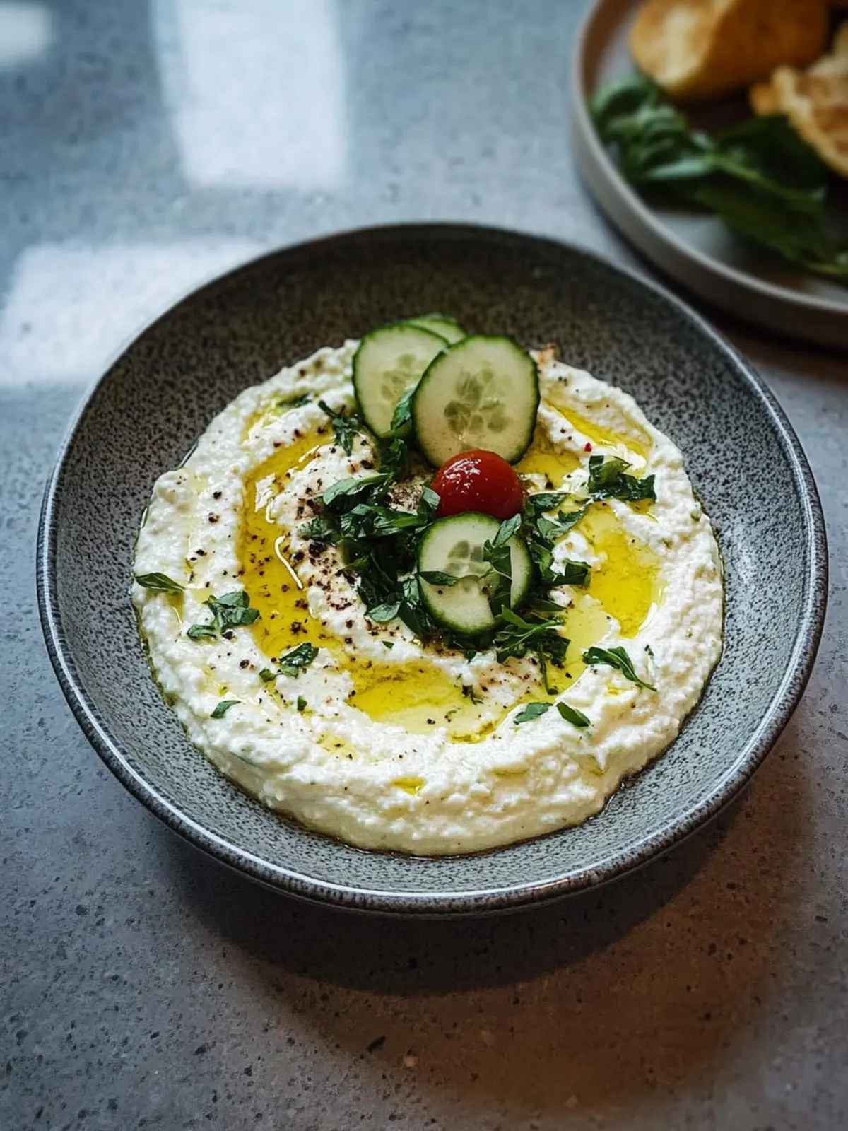 Veganer geschlagener Feta-Dip mit Kräutern für Genussmoment 3 Veganer geschlagener Feta-Dip mit Kräutern