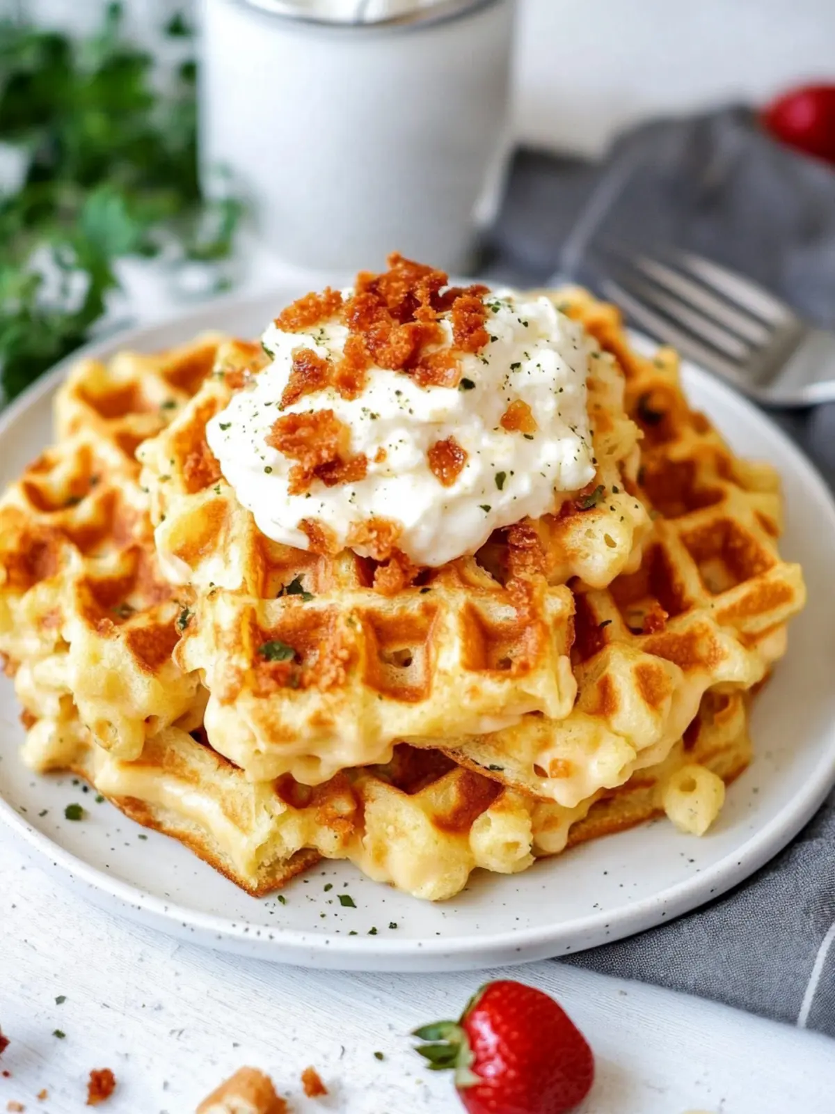 Bacon und Käse gefüllte Hashbrown Waffeln für deinen Brunch-Spaß 2 Bacon und Käse gefüllte Hashbrown Waffeln