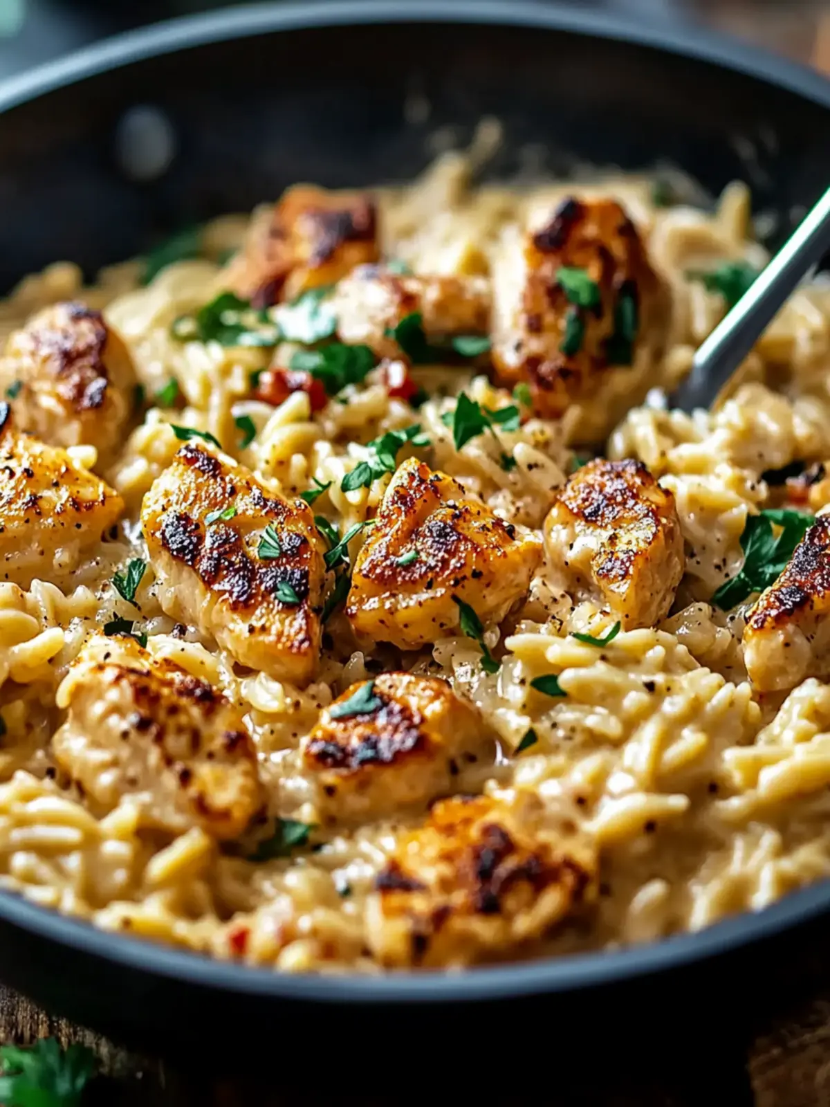 Beruhigendes Ein-Topf Cajun Hühnchen Alfredo Orzo für Soulfood 3 Beruhigendes Ein-Topf Cajun Hühnchen Alfredo Orzo