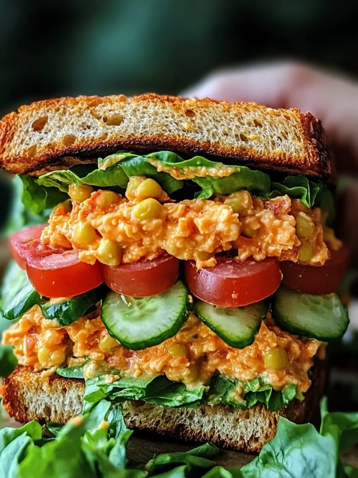 Veganer Buffalo-Kichererbsensalat-Sandwich