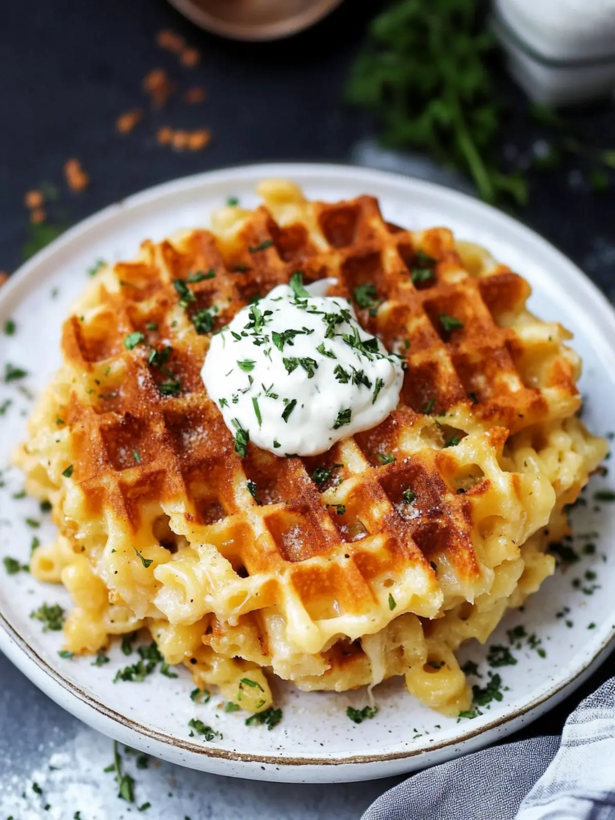 Bacon und Käse gefüllte Hashbrown Waffeln für deinen Brunch-Spaß 3 Bacon und Käse gefüllte Hashbrown Waffeln