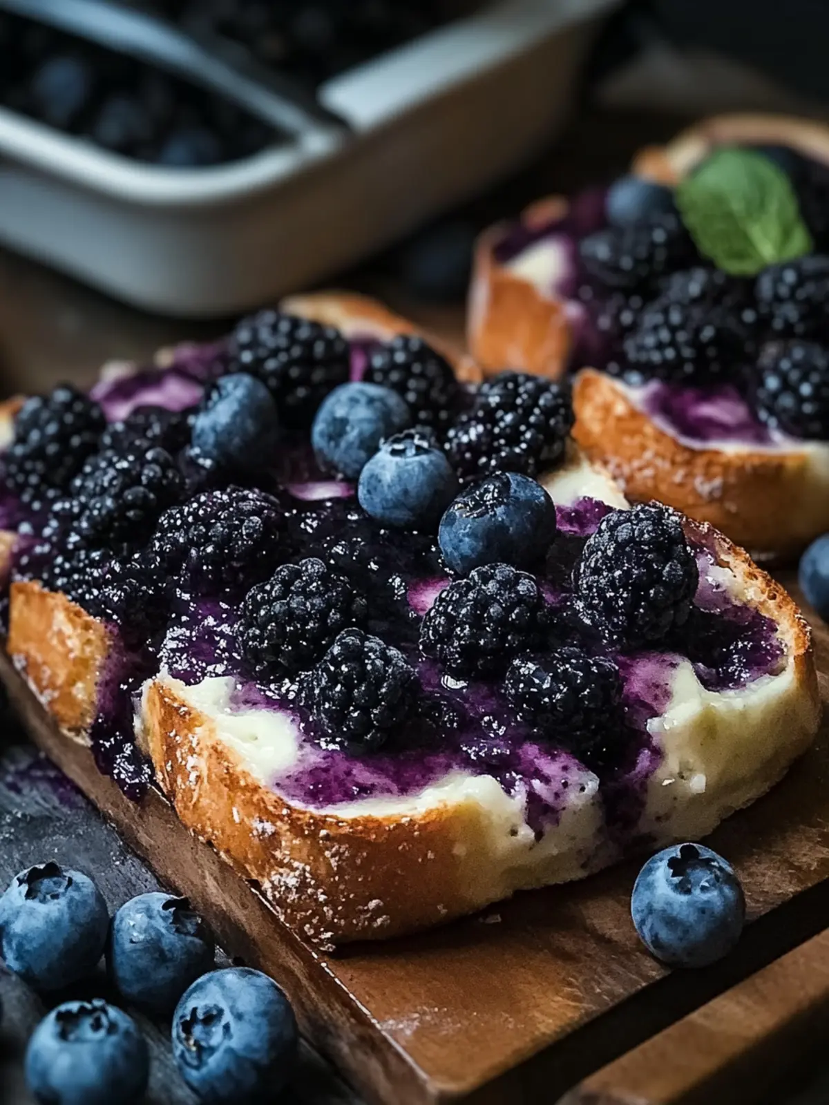 Über Nacht Blaubeer Französisch Toast Auflauf