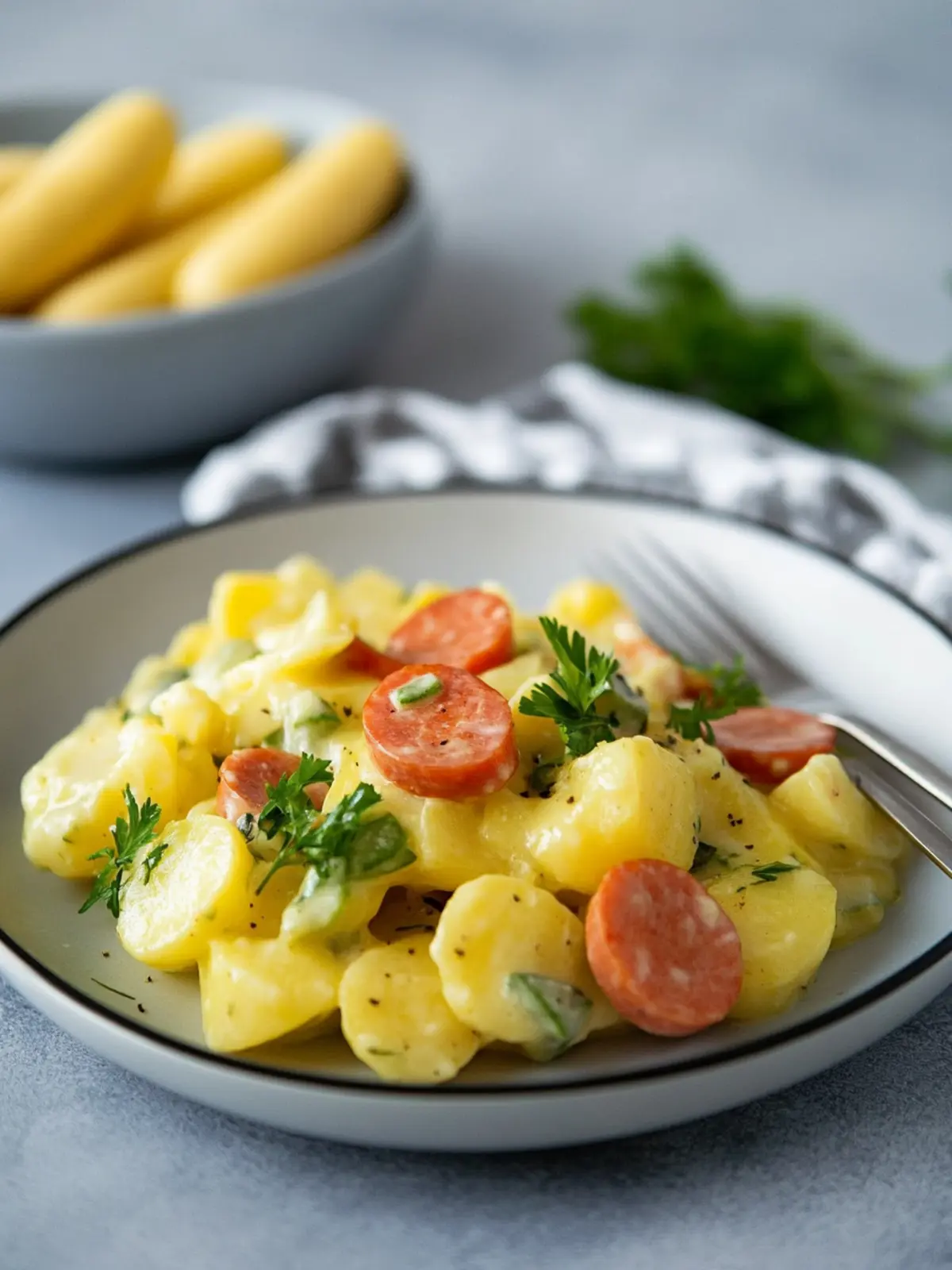 Leichter Kartoffelsalat mit Würstchen für den perfekten Grillabend 3 Kartoffelsalat mit Würstchen