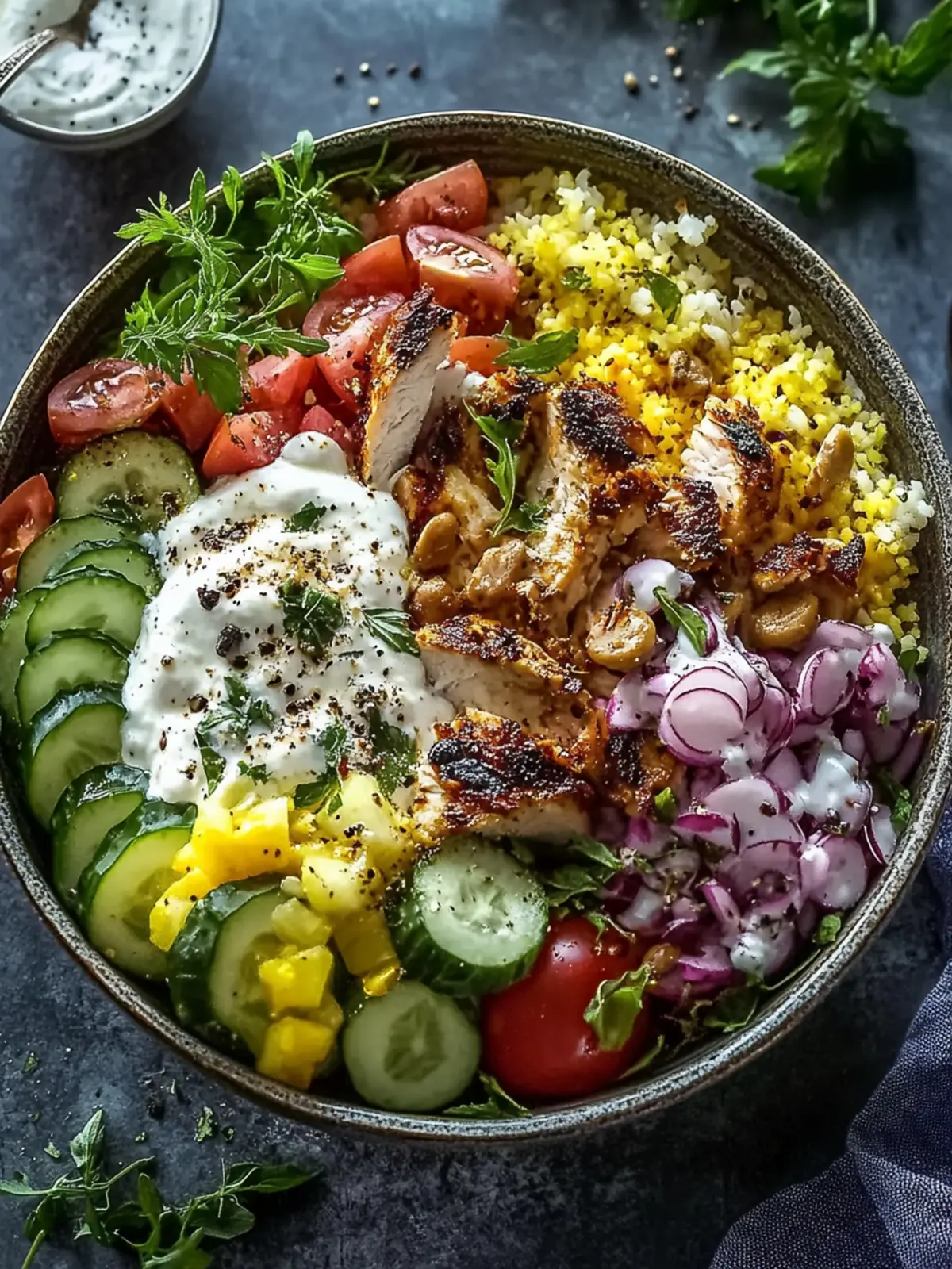 Hohe Protein Mediterrane Hähnchen Reis Schalen – Power für den Tag 2 Hohe Protein Mediterrane Hähnchen Reis Schalen