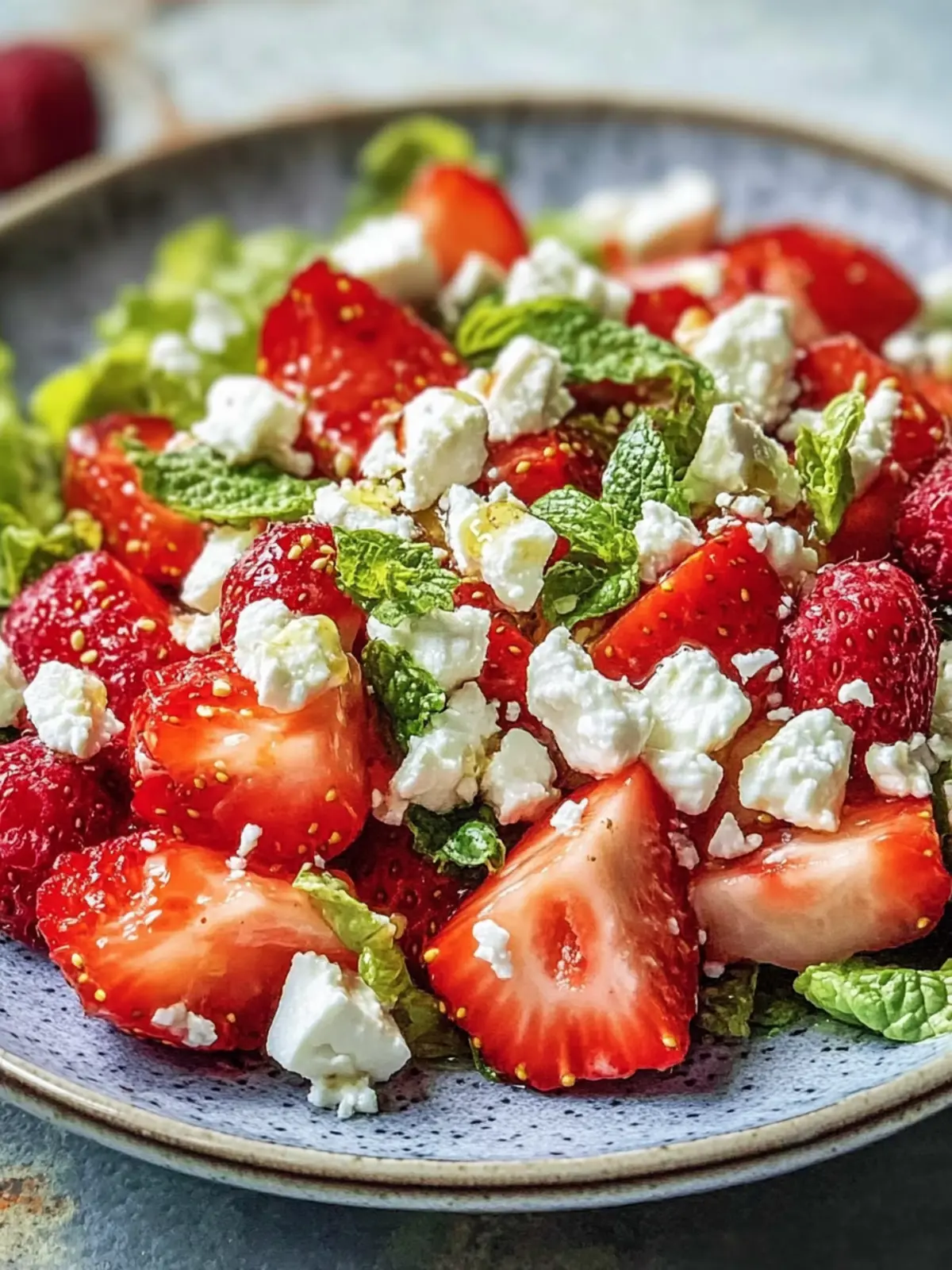 Knuspriger Erdbeer-Romana-Feta-Salat für erfrischende Sommermomente 3 Knuspriger Erdbeer-Romana-Feta-Salat