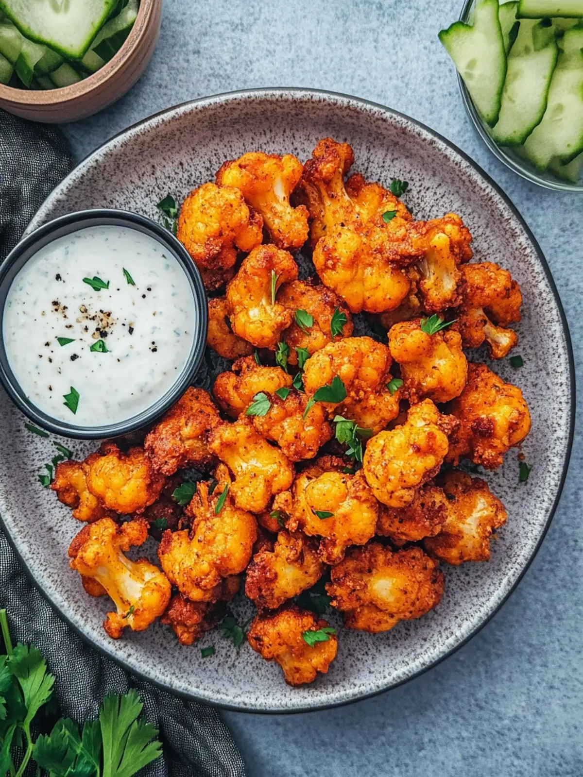 Veganer Buffalo Blumenkohlflügel – Knuspriger Snack für alle 5 Veganer Buffalo Blumenkohlflügel