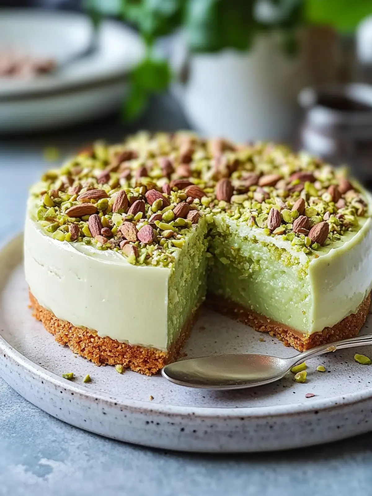 Pistazien-Käsekuchen mit Pistazien-Topping: Cremiger Genuss 2 Pistazien-Käsekuchen mit Pistazien-Topping