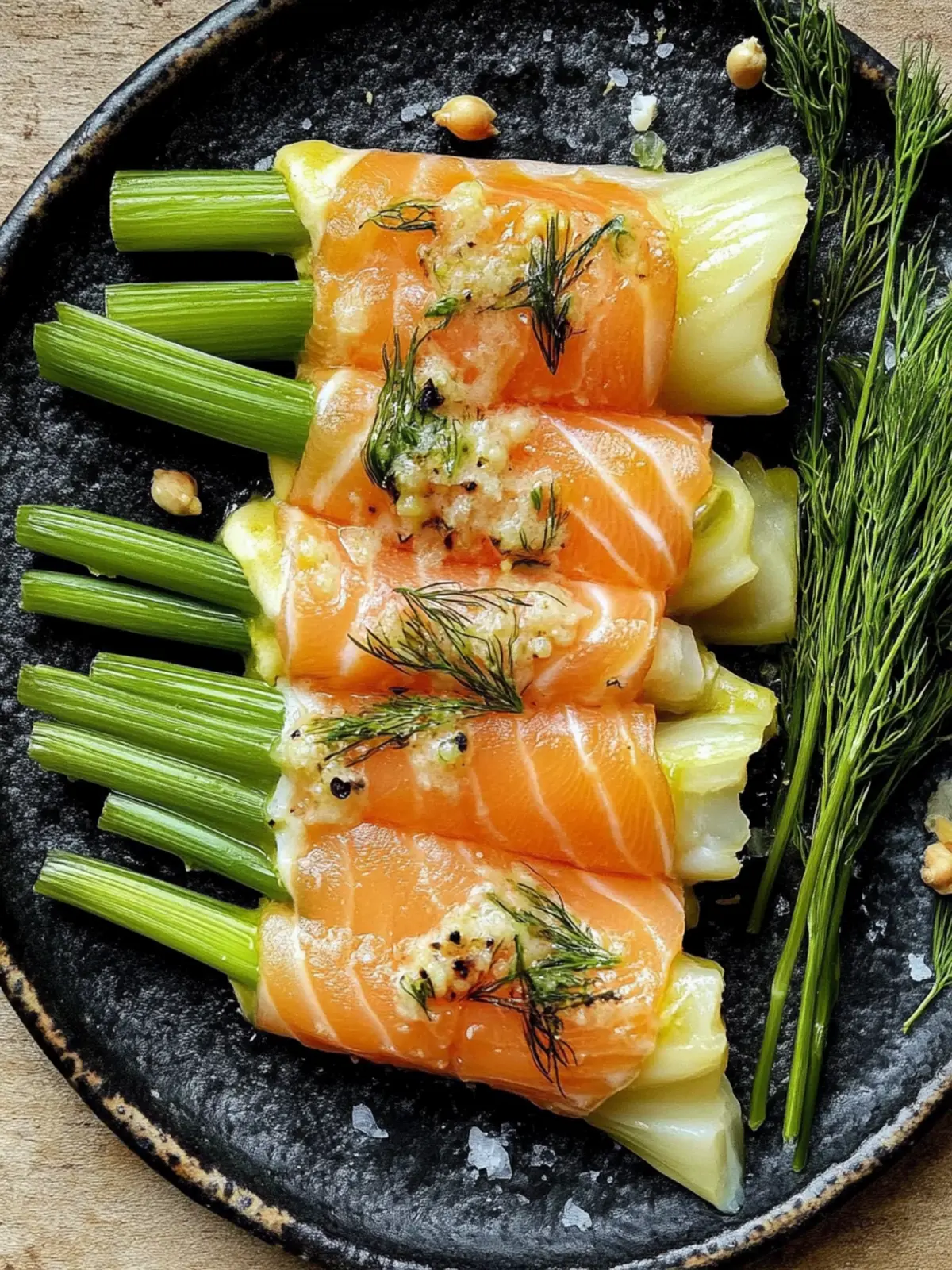 Spargel im Blätterteig mit Lachs und Dill